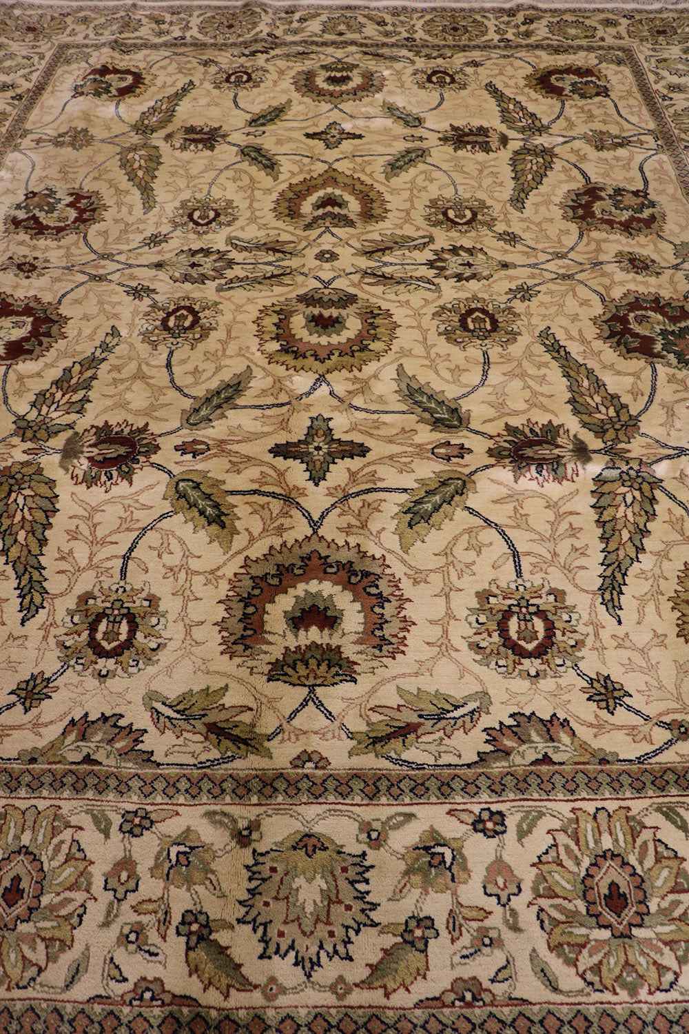 375x250 cm Indian Ziegler Tribal Wool Rug Handmade Beige - Rugoutlet