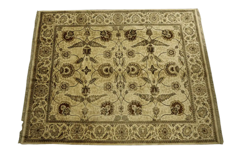 375x250 cm Indian Ziegler Tribal Wool Rug Handmade Beige - Rugoutlet