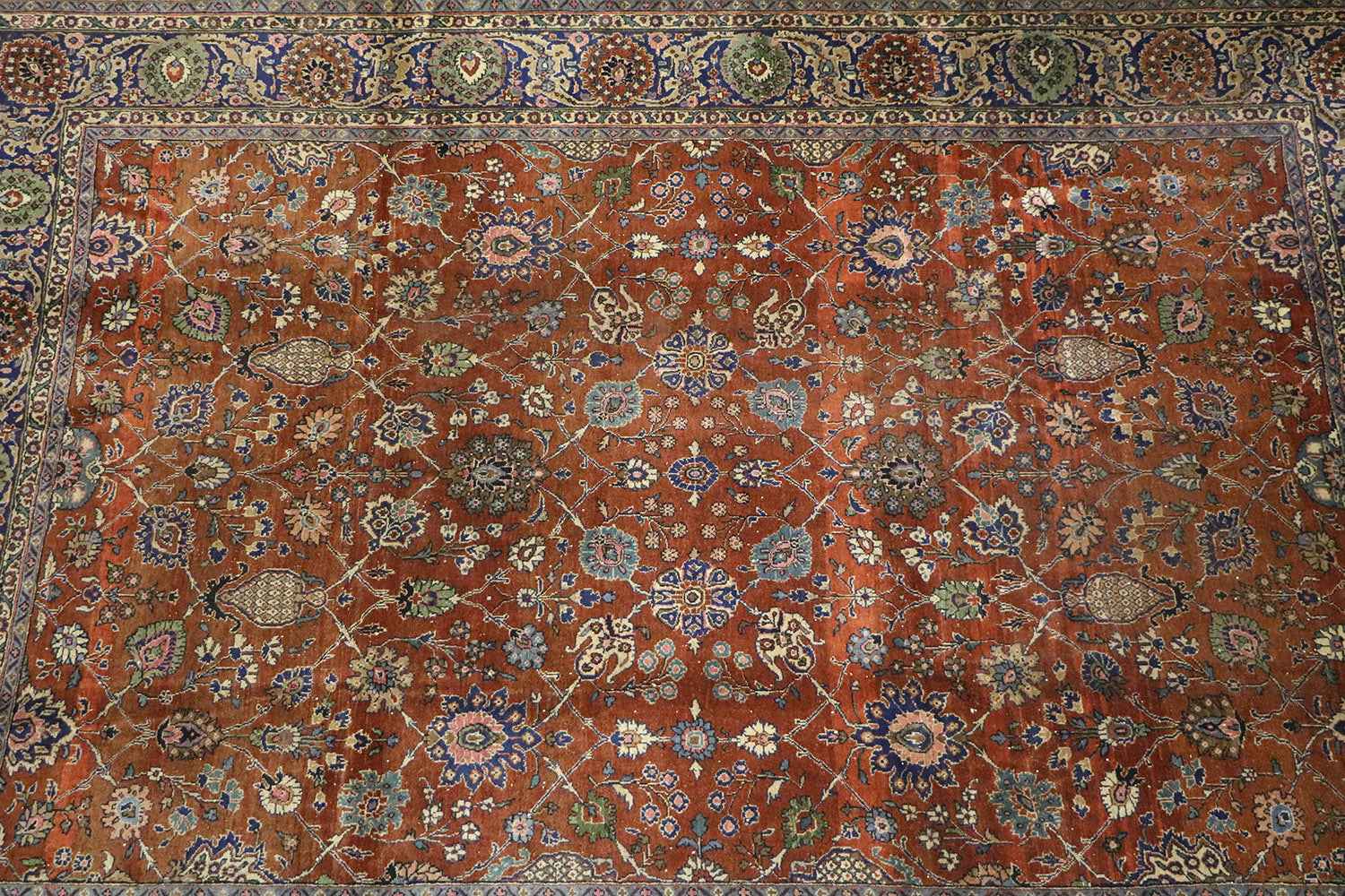 332x250 cm Antique Persian Mahal Tribal Wool Rugs Handmade Maroon - Rugoutlet