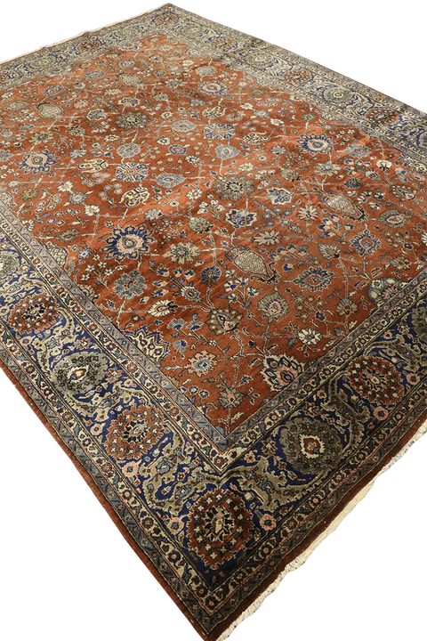 332x250 cm Antique Persian Mahal Tribal Wool Rugs Handmade Maroon - Rugoutlet