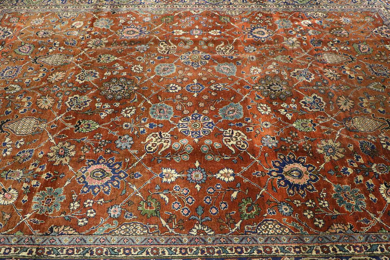 332x250 cm Antique Persian Mahal Tribal Wool Rugs Handmade Maroon - Rugoutlet