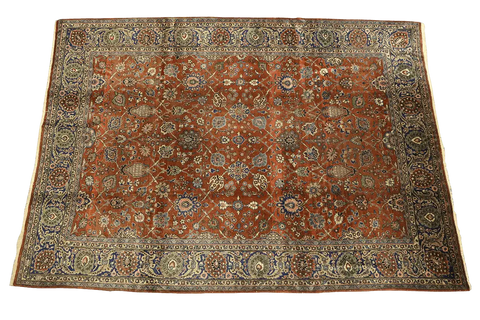 332x250 cm Antique Persian Mahal Tribal Wool Rugs Handmade Maroon - Rugoutlet