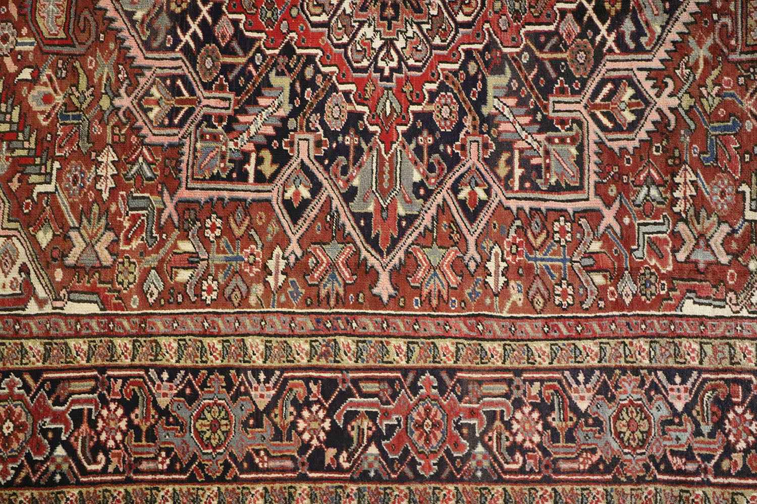 340x250 cm Heriz Tribal Wool Rug Handmade Red - Rugoutlet