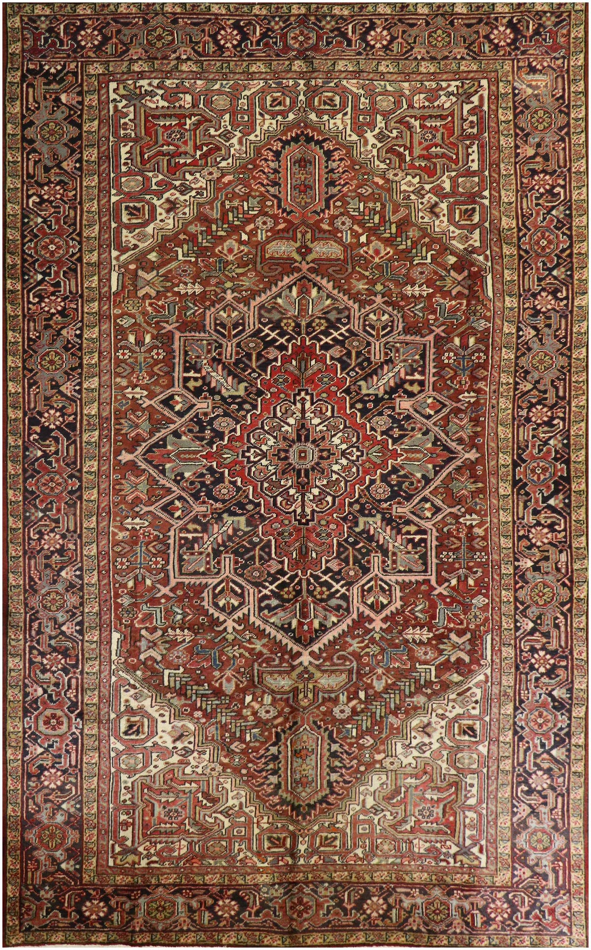 340x250 cm Heriz Tribal Wool Rug Handmade Red - Rugoutlet