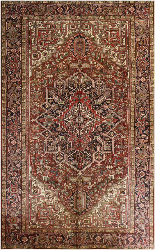 340x250 cm Heriz Tribal Wool Rug Handmade Red - Rugoutlet