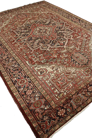 340x250 cm Heriz Tribal Wool Rug Handmade Red - Rugoutlet