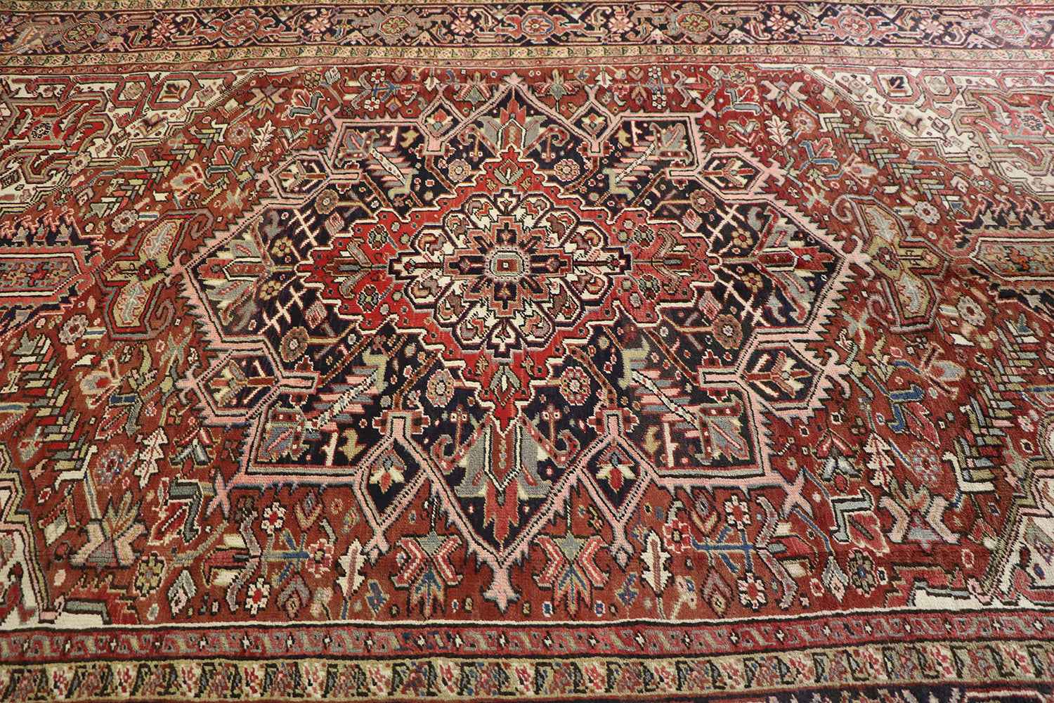 340x250 cm Heriz Tribal Wool Rug Handmade Red - Rugoutlet