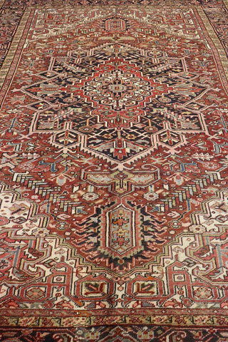 340x250 cm Heriz Tribal Wool Rug Handmade Red - Rugoutlet