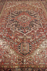 340x250 cm Heriz Tribal Wool Rug Handmade Red - Rugoutlet