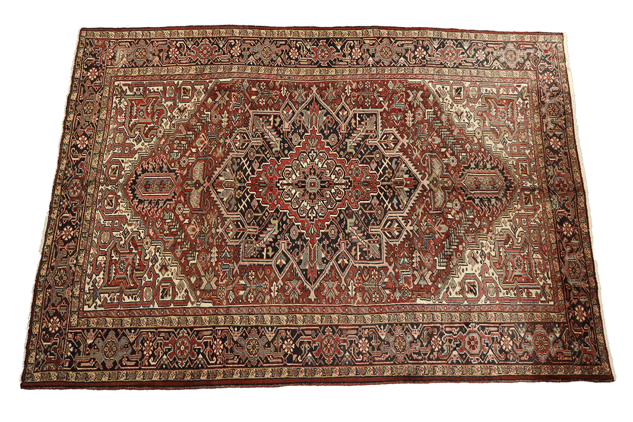 340x250 cm Heriz Tribal Wool Rug Handmade Red - Rugoutlet