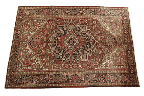 340x250 cm Heriz Tribal Wool Rug Handmade Red - Rugoutlet