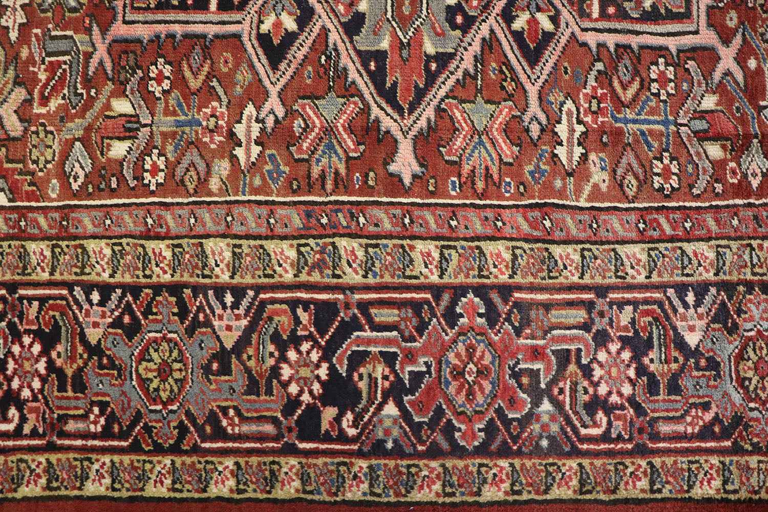 340x250 cm Heriz Tribal Wool Rug Handmade Red - Rugoutlet