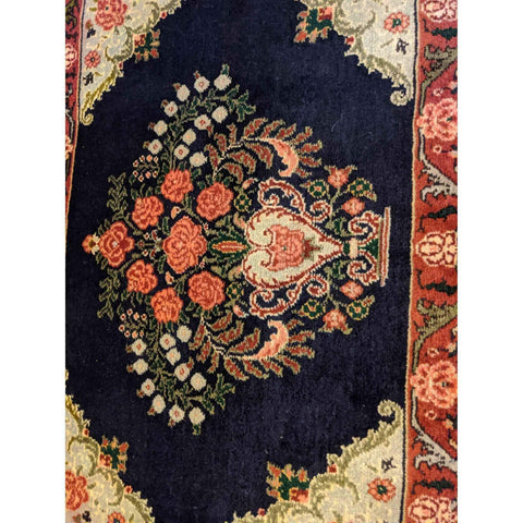 93 x 60 cm Persian Senneh Traditional Black Small Rug - Rugoutlet