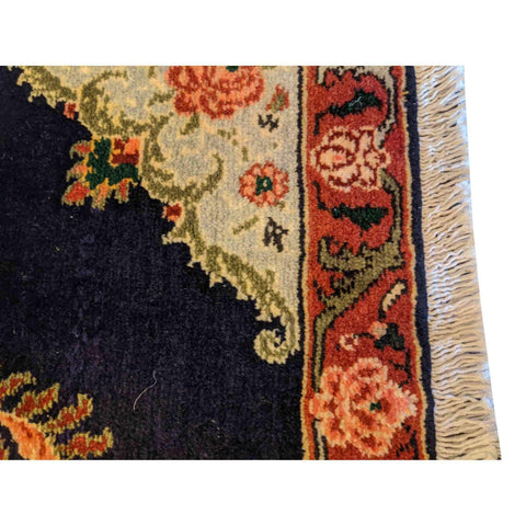 93 x 60 cm Persian Senneh Traditional Black Small Rug - Rugoutlet