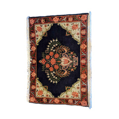 93 x 60 cm Persian Senneh Traditional Black Small Rug - Rugmaster