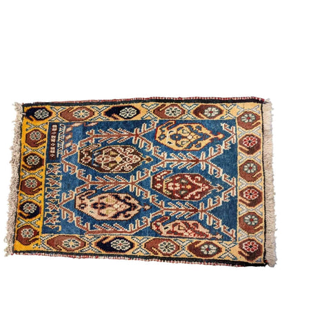 93 x 61 cm Shiraz Yalameh Tribal Blue Small Rug - Rugmaster