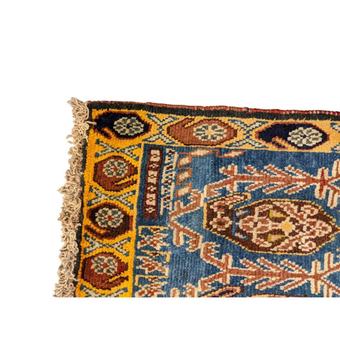93 x 61 cm Shiraz Yalameh Tribal Blue Small Rug - Rugoutlet