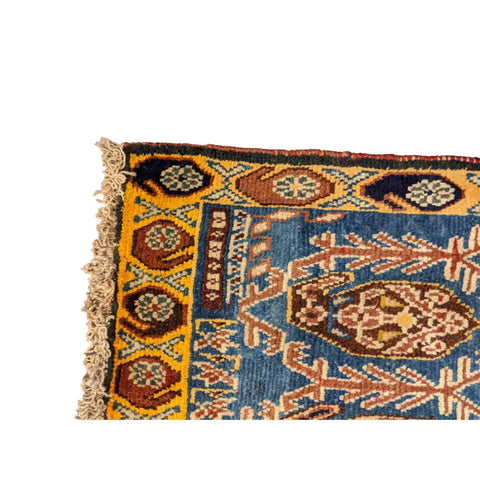 93 x 61 cm Shiraz Yalameh Tribal Blue Small Rug - Rugmaster