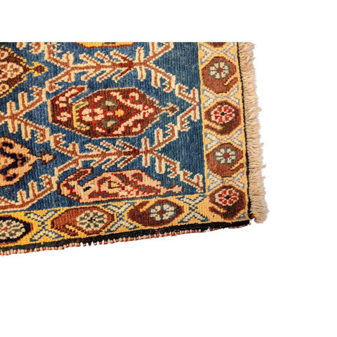 93 x 61 cm Shiraz Yalameh Tribal Blue Small Rug - Rugmaster