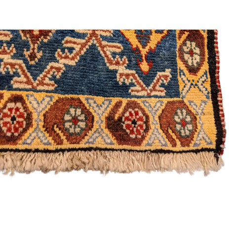 93 x 61 cm Shiraz Yalameh Tribal Blue Small Rug - Rugmaster