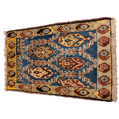93 x 61 cm Shiraz Yalameh Tribal Blue Small Rug - Rugoutlet