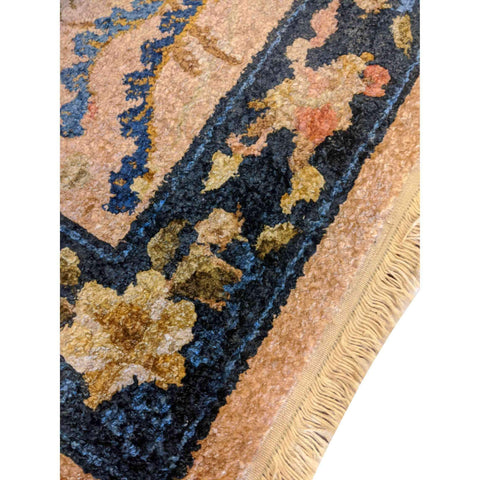 93 x 64 cm Chinese Traditional Blue Small Rug - Rugoutlet