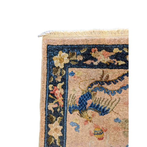 93 x 64 cm Chinese Traditional Blue Small Rug - Rugoutlet