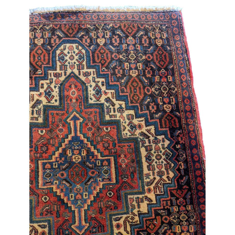 93 x 70 cm Persian Senneh Traditional Red Small Rug - Rugmaster