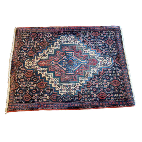 93 x 70 cm Persian Senneh Traditional Red Small Rug - Rugmaster