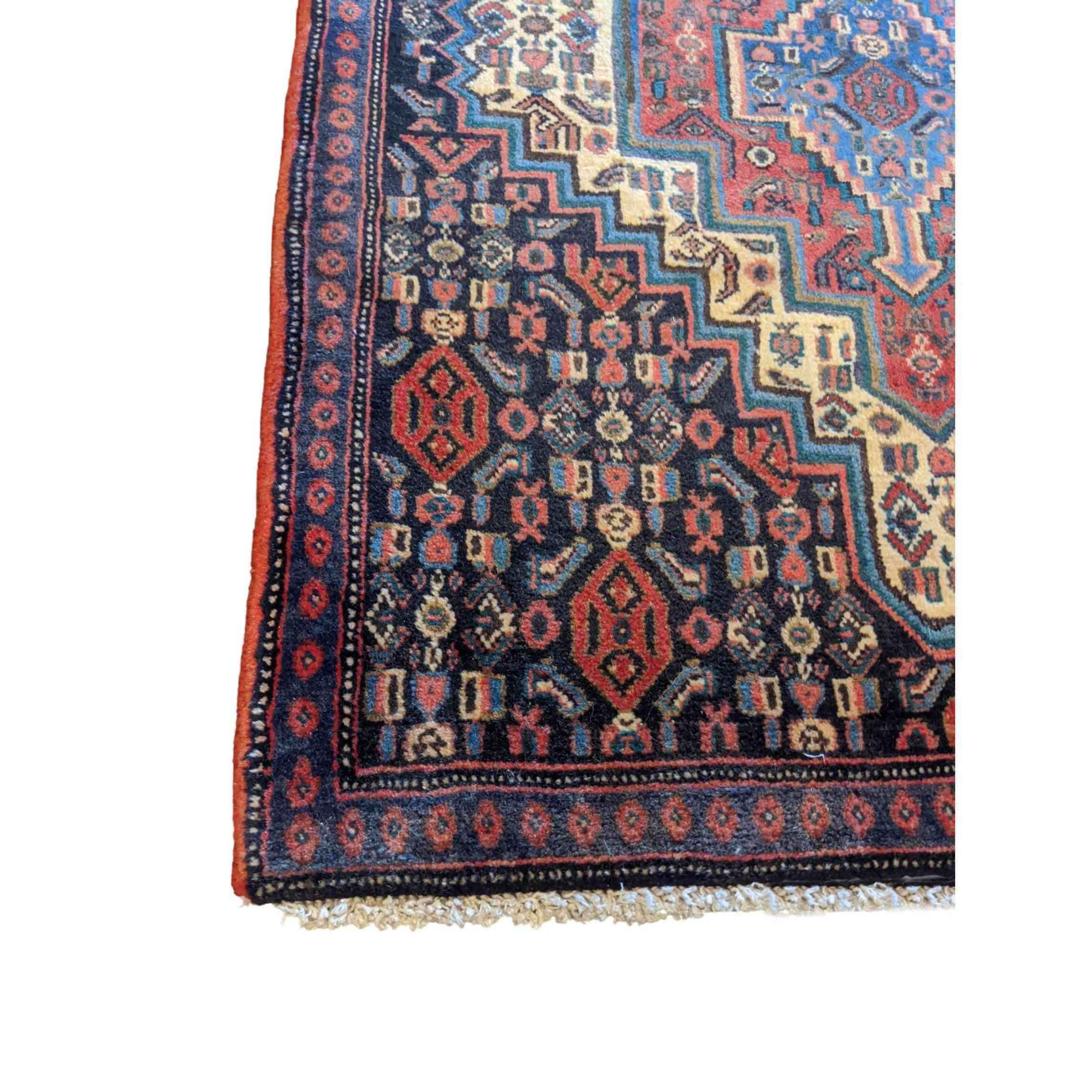 93 x 70 cm Persian Senneh Traditional Red Small Rug - Rugoutlet