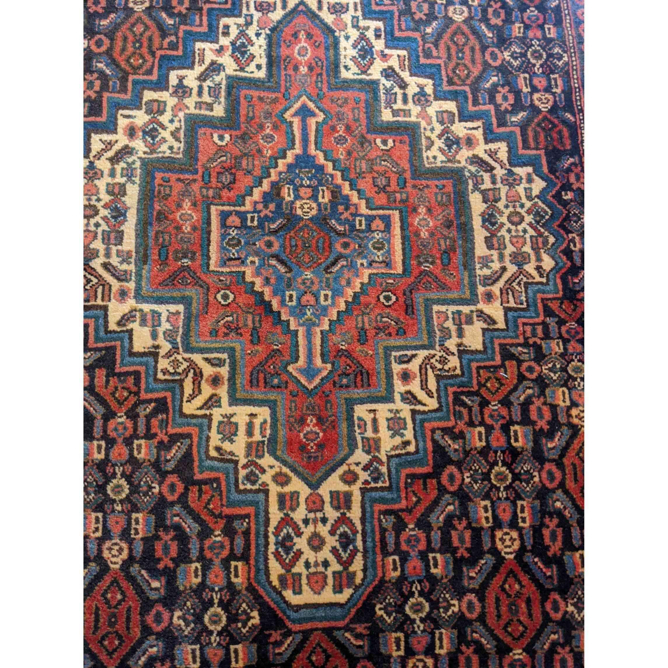 93 x 70 cm Persian Senneh Traditional Red Small Rug - Rugmaster
