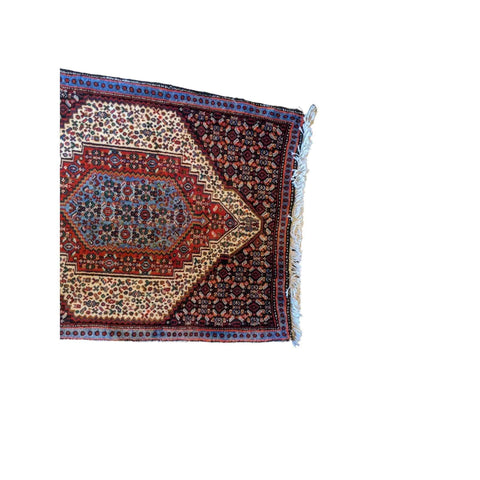 93 x 72 cm Persian Bijar Traditional Red Small Rug - Rugoutlet