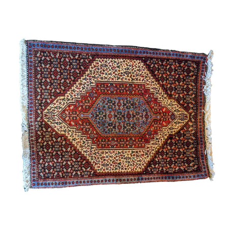 93 x 72 cm Persian Bijar Traditional Red Small Rug - Rugoutlet