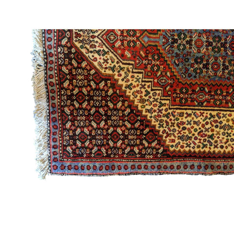 93 x 72 cm Persian Bijar Traditional Red Small Rug - Rugoutlet