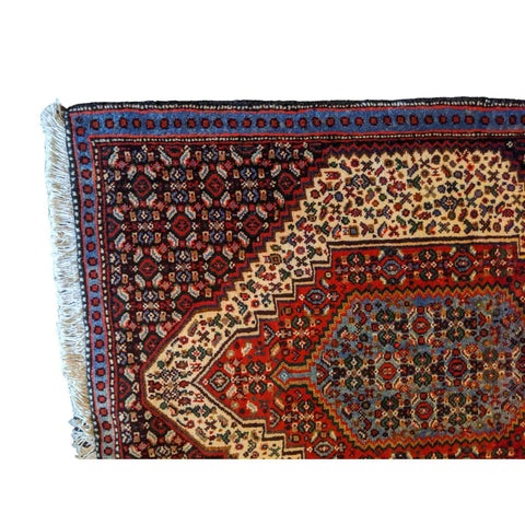 93 x 72 cm Persian Bijar Traditional Red Small Rug - Rugoutlet