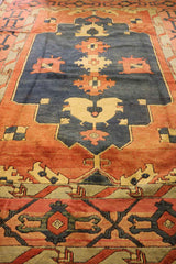 355x265 cm Turkish Kars Tribal Wool Rug Handmade Black Orange - Rugoutlet