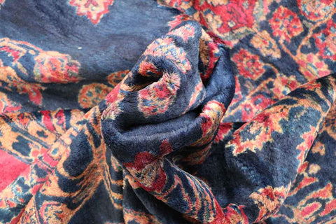 355x265 cm Antique Persian Sarouk Wool Rug Handmade Blue Pink - Rugoutlet
