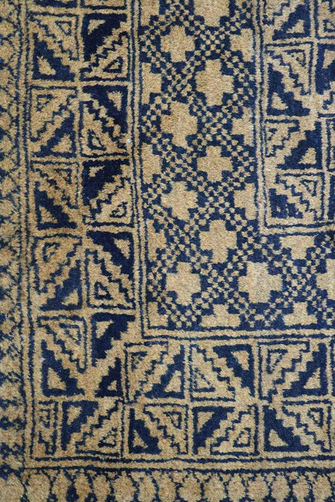 335x263 cm Antique Golden Afghan Wool Rug Handmade Yellow Black - Rugoutlet