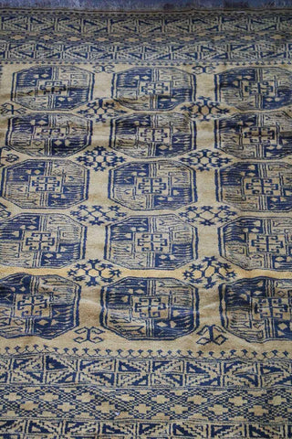 335x263 cm Antique Golden Afghan Wool Rug Handmade Yellow Black - Rugoutlet