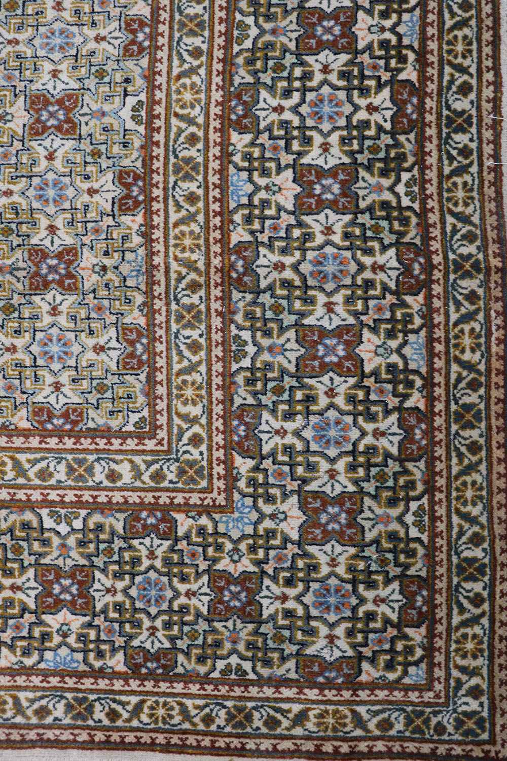 370x265 cm Antique Kashan Wool Rug Handmade Beige Brown - Rugoutlet