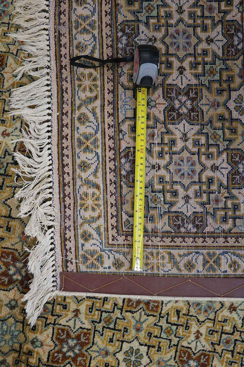 370x265 cm Antique Kashan Wool Rug Handmade Beige Brown - Rugoutlet