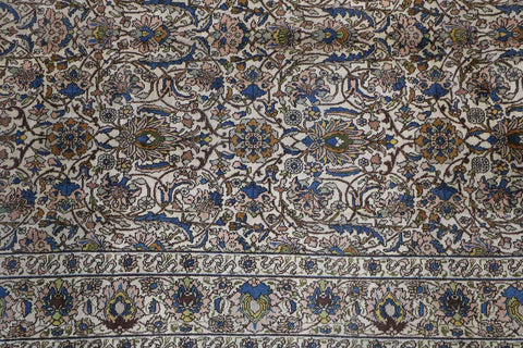 340x240 cm Antique Tabriz Wool Rug Handmade Blue Beige - Rugoutlet