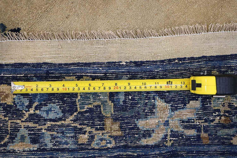 384x310 cm Antique Chinese Wool Rug Handmade Beige Blue - Rugoutlet