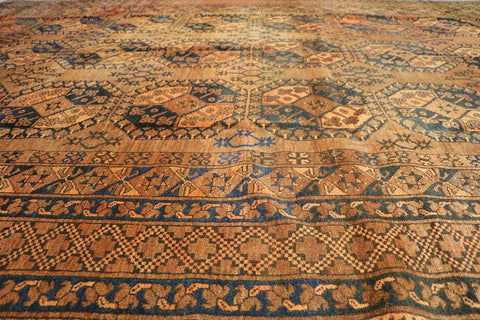 406x262 cm Old Afghan Wool Rug Handmade Maroon Orange - Rugoutlet