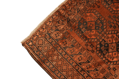 406x262 cm Old Afghan Wool Rug Handmade Maroon Orange - Rugoutlet