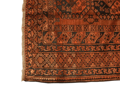 406x262 cm Old Afghan Wool Rug Handmade Maroon Orange - Rugoutlet
