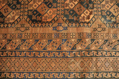 406x262 cm Old Afghan Wool Rug Handmade Maroon Orange - Rugoutlet