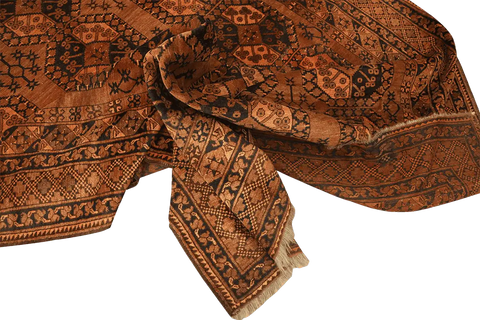 406x262 cm Old Afghan Wool Rug Handmade Maroon Orange - Rugoutlet