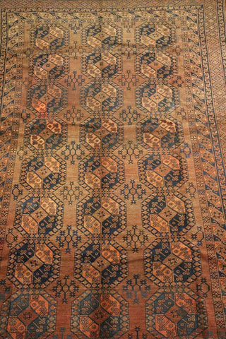 406x262 cm Old Afghan Wool Rug Handmade Maroon Orange - Rugoutlet