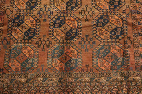 406x262 cm Old Afghan Wool Rug Handmade Maroon Orange - Rugoutlet